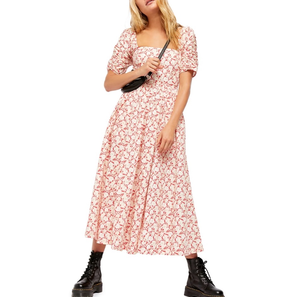 Free People Pink Floral Midi Dress